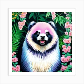 Panda Painting cherry blossoms pastels Art Print