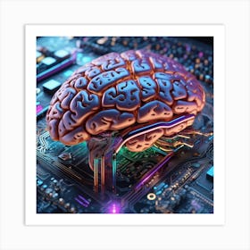 Brain On A Circuit Board 93 Art Print