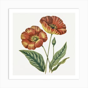 Flax3 Floral Botanical Vintage Poster Flower Art(1) Art Print