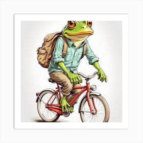 Frog Riding A Bike Art Print