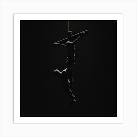 Silhouette Of Jesus On The Cross Art Print