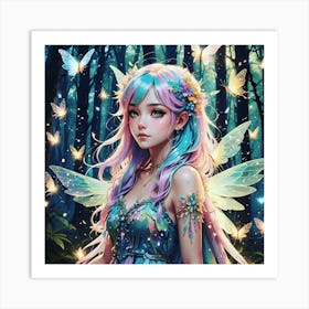 Moonlit Whispers - Fairy Girl In The Forest Art Print