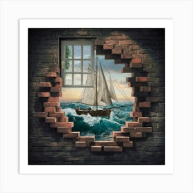 Sailboat Through The Window Art Print