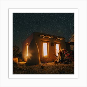 Adobe House At Night Art Print