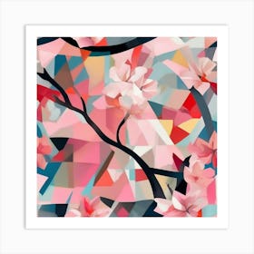 Cubism Art, Abstract sakura 2 Art Print