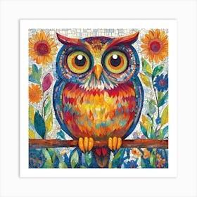 Mosaic Owl Art Print