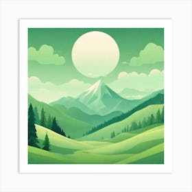 Misty mountains background in green tone 5 Art Print