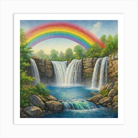 Rainbow Over Waterfall 1 Art Print