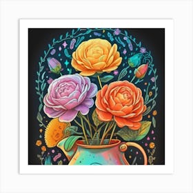 Luminous pastel flowers 10 Art Print