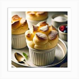 A Close Up Of Airy Soufflés, With A Golden, Puffy Art Print