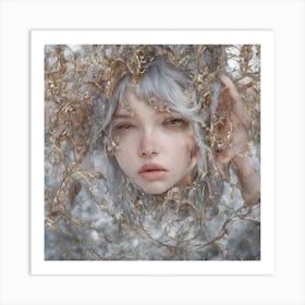 Girl With Silver Hair Art Print