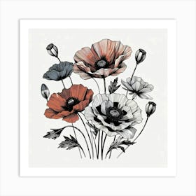 Poppy flowers 3 Art Print