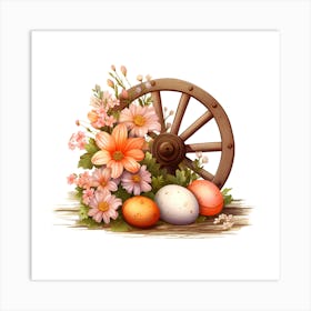 Easter Eggs And Flowers Art Print