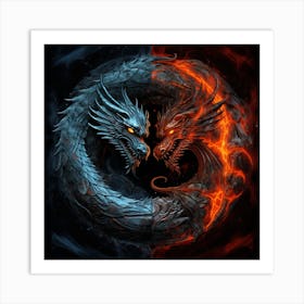 Dragons In Fire Art Print