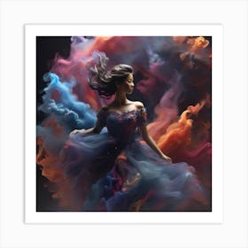 Woman In A Colorful Dress Art Print