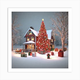 Christmas Tree In The Snow Art Print