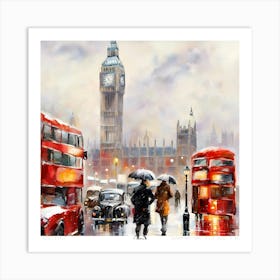 Big Ben and Busy People Art Print