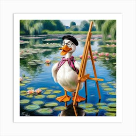 Duck With Easel Art Print