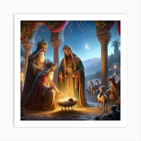 Three Kings & Baby Jesus Art Print