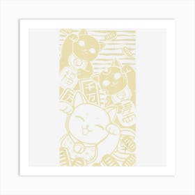 Maneki Nekos Lucky Cats Japanese Style Art Print