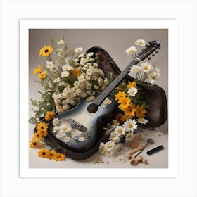 Flowers and a guitar 1 Art Print