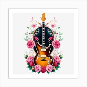 Electric Guitar With Roses 4 Art Print