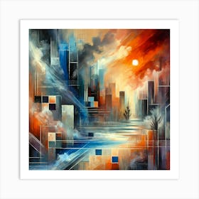 Abstract Cityscape Painting Art Print