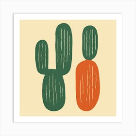 Rizwanakhan Simple Abstract Cactus Non Uniform Shapes Petrol 8 Art Print
