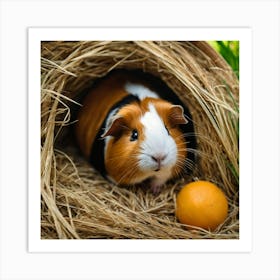 Guinea Pig In A Straw Nest Art Print