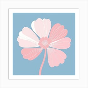 A White And Pink Flower In Minimalist Style Square Composition 416 Art Print