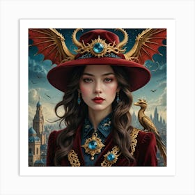 Girl With A Dragon Art Print