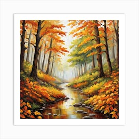 Forest In Autumn In Minimalist Style Square Composition 84 Art Print