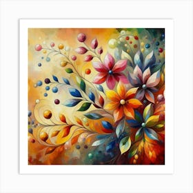 Flowers oil painting abstract painting art 16 Art Print