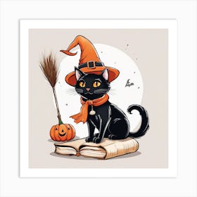 Cute Cat Halloween Pumpkin (61) Art Print