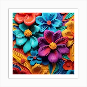 Colorful Flowers In A Vase Art Print