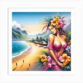 Hawaiian Girl Art Print