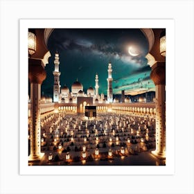 Islamic Mosque At Night 3 Art Print
