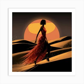 Woman In A Red Dress 1 Art Print