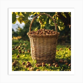 Hazelnuts In The Basket Art Print