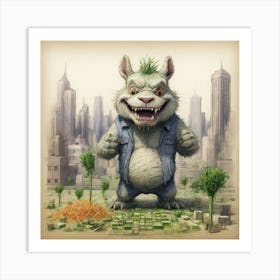 Raccoon In The City Art Print