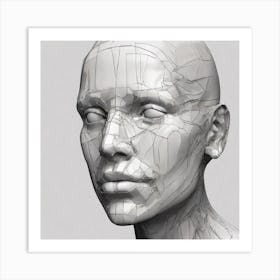 3d Model Of A Human Head 6 Art Print