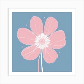 A White And Pink Flower In Minimalist Style Square Composition 461 Art Print