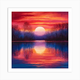 Sunset Over The Lake 1 Art Print