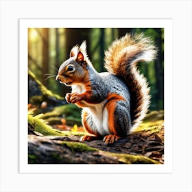 Squirrel In The Forest 357 Art Print