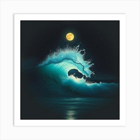 Moonlight Over The Ocean Art Print