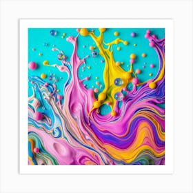 Colorful Paint Splash Art Print