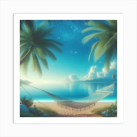 Tropical Beach Hammock Art Print