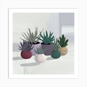 Succulents In Pots Art Print