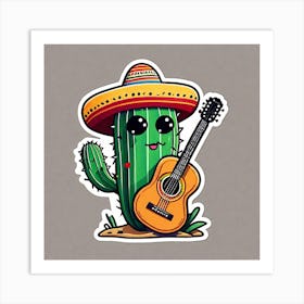 Cactus With Guitar 31 Art Print