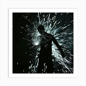 Silhouette Of A Man With A Spark Art Print